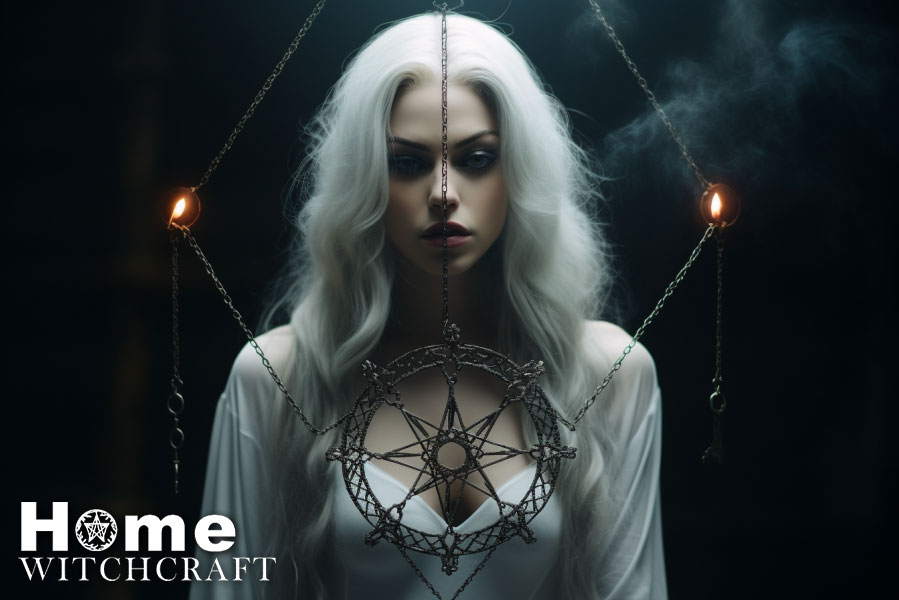 a suspended pentacle vibrates to local energies