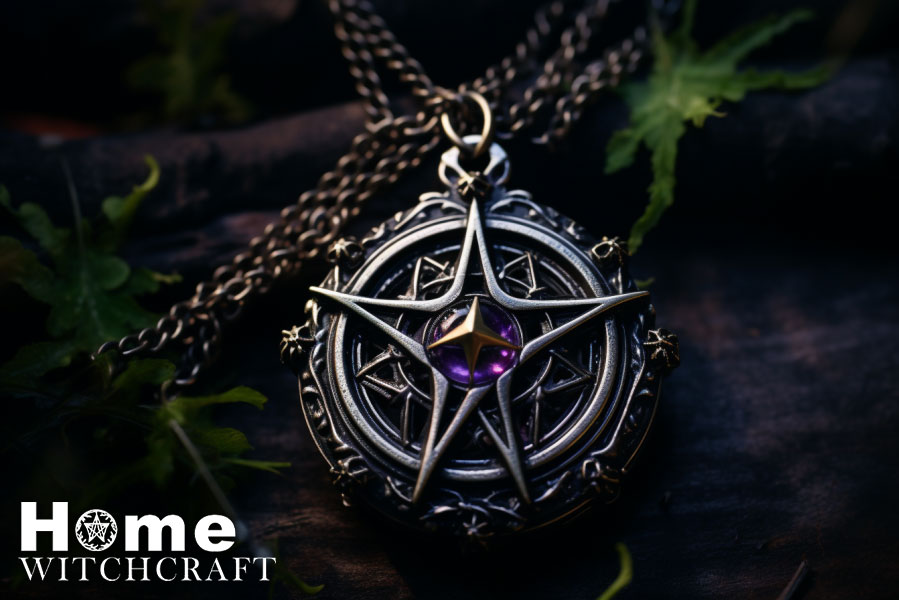jewel stone inlaid pentacle emblem